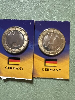 #ad Two 2002 Germany 1 Euro German Eagle coins BU Brilliant Uncirculated $8.95
