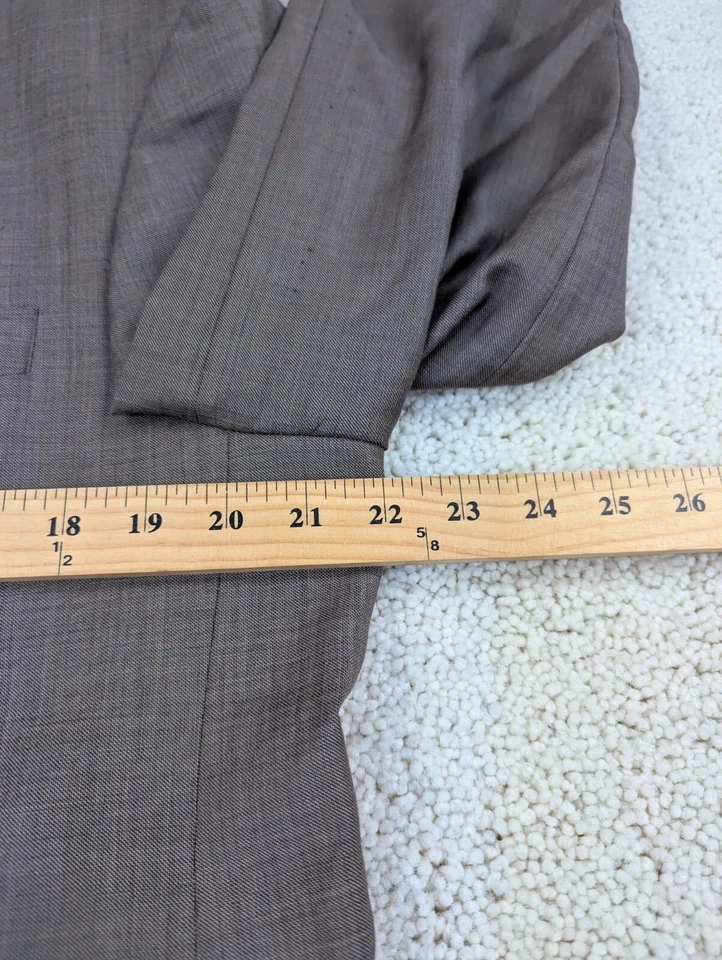 Traje Para Hombre 42R 34x31 Marrón Lana 2 Piezas Chaqueta Pantalones Conjunto 3 Botones Plisado De Colección Foto 3 de 4