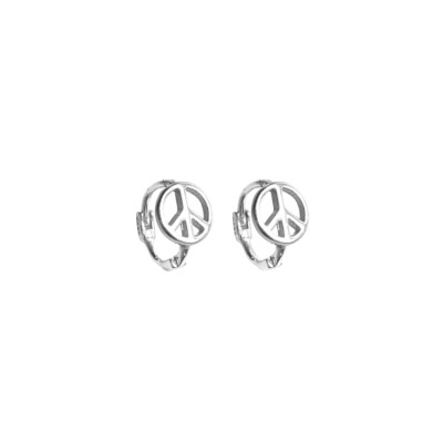 Sterlingsilber schlicht kleines Friedenssymbol CND Schild Reifen Huggie Ohrringe