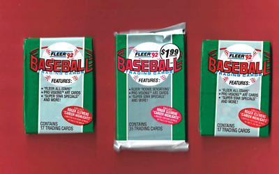 Baseball Set mit 3 Packs Baseball Fleer 1992 bzw. 69 Karten - Siegelpacks