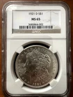 1921D Morgan Silver Dollar. NGC MS65