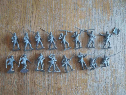 1961 MARX Giant blue and Gray Playset 2nd full set of 16 Rebels NM