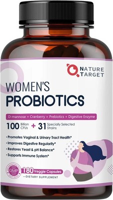 NATURE TARGET Probiotics for Women, 100 Billion CFUs 180 Count (Pack of 1) 