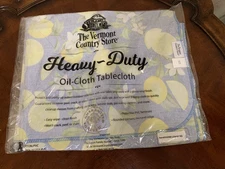 Vermont Country Store Oil Cloth Tablecloth Lemon 62" Square Heavy-Duty NIP