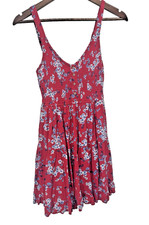 Japna Red Floral Smocked Sleeveless sundress Cottagecore country boho festival M