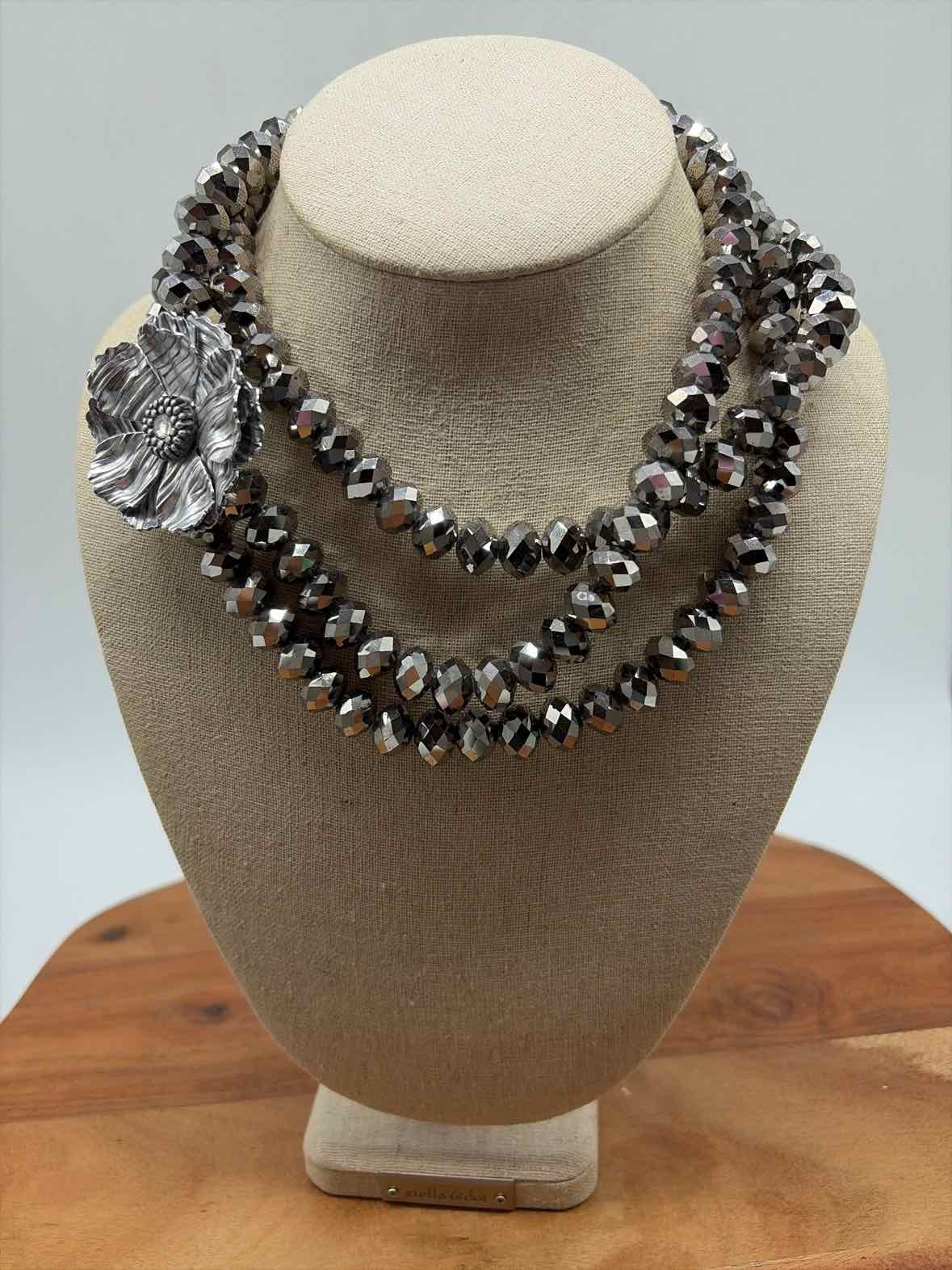 Elva Fields Silver Flower Statement Necklace - image 4