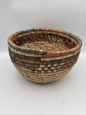 HASAU African Tribal Hand Woven Basket Northern Nigeria Bowl 8.5&rdquo; Multicolored