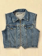 Vintage Paris Blues Vanity Denim Full Zip Vest Size M Made In USA 80s 90s Y2K