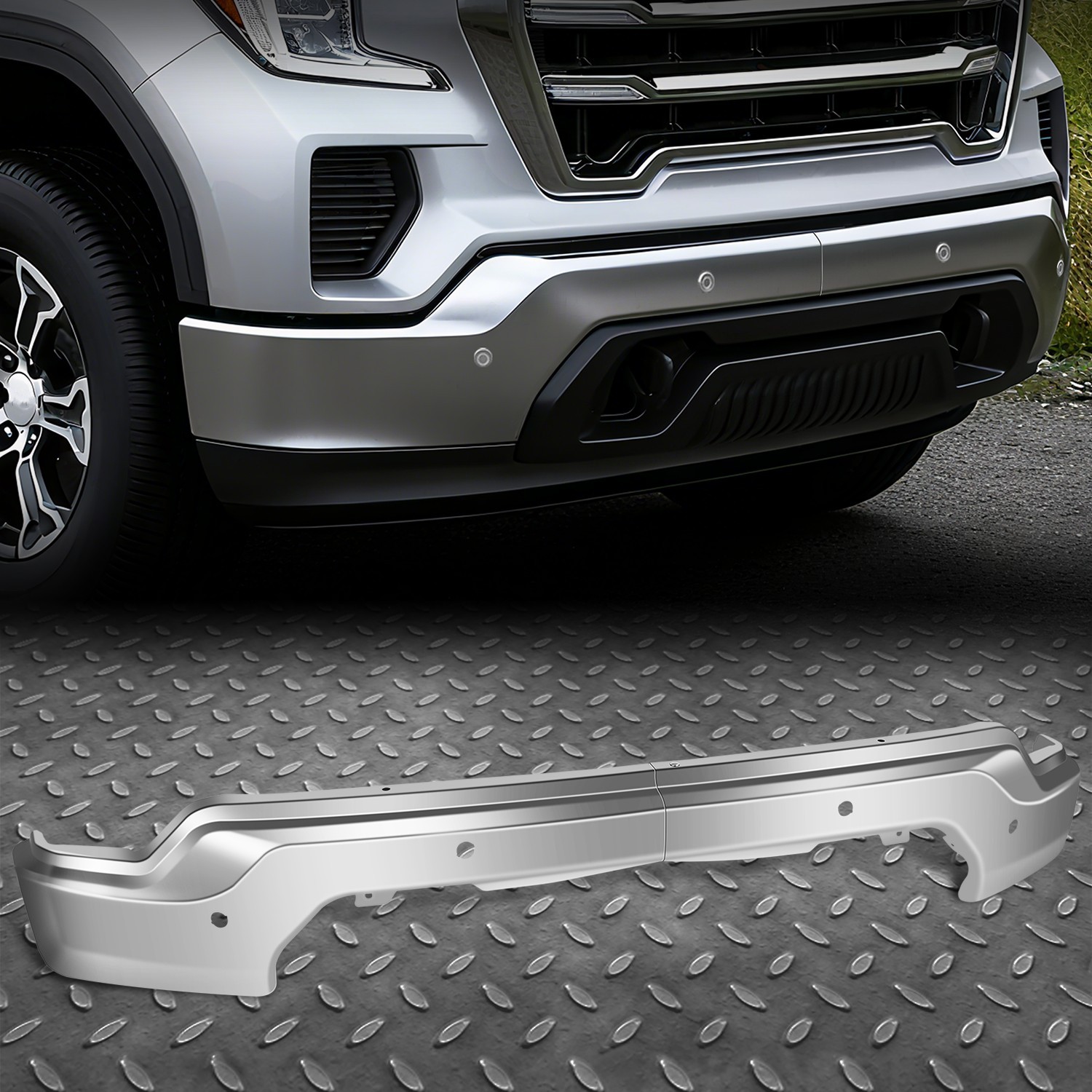 Front Chrome Bumper Face Bar w/ Sensor Holes for 19-22 GMC Sierra 1500 Limited