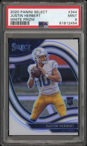 2020 Panini Select Justin Herbert #344 White Prizm /35 PSA 9
