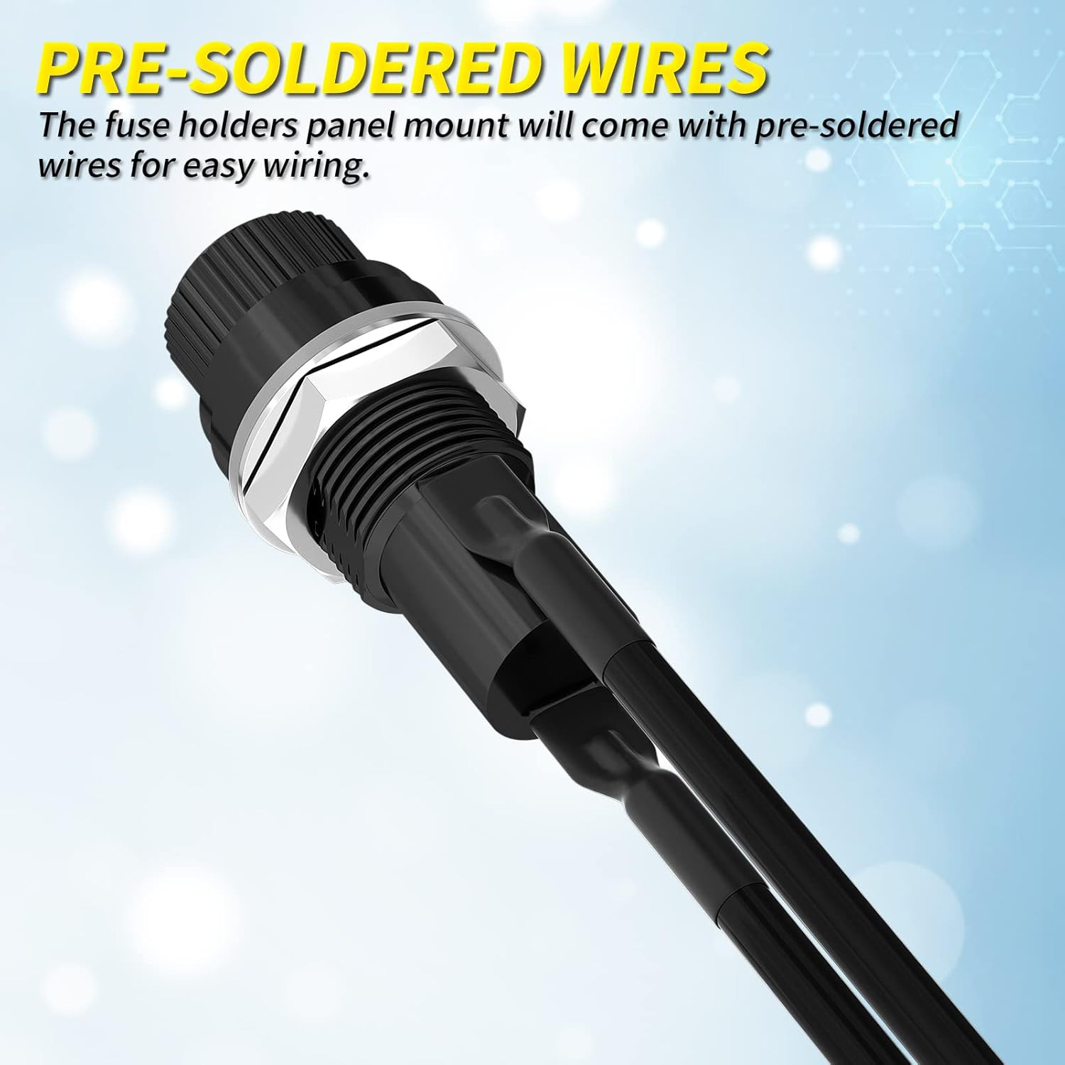 Panel Mount Fuse Holder 5X20Mm 12V DC 250V AC Screw Cap Fuse Holders with Pre-So