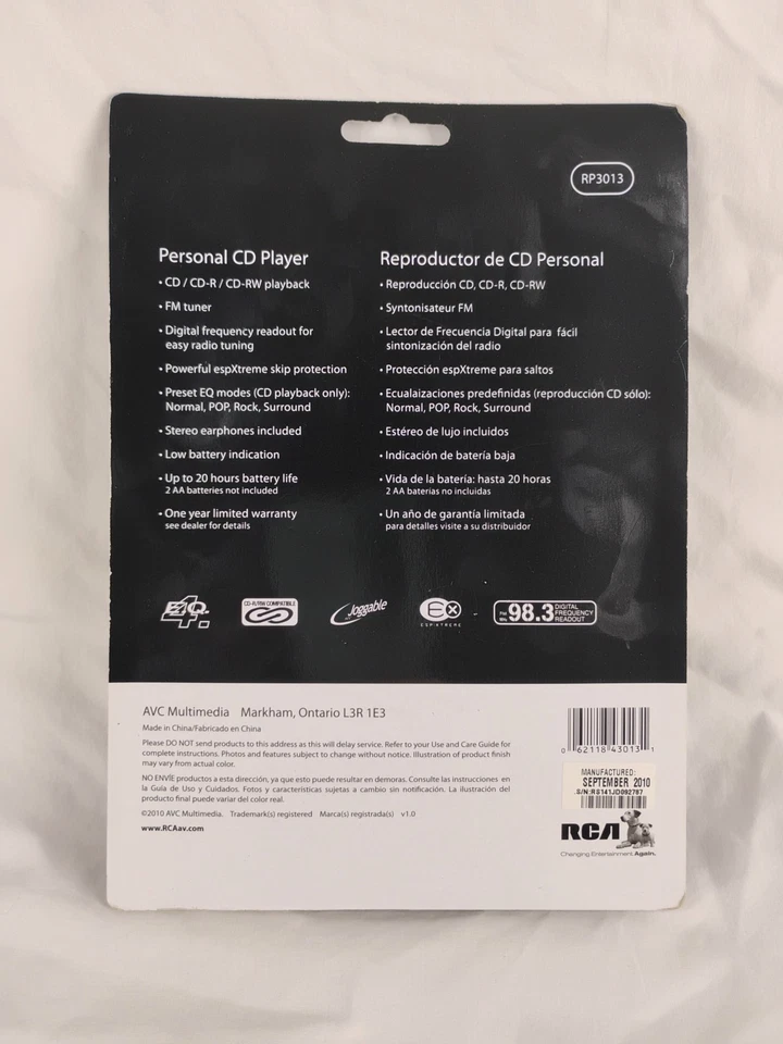 New RCA RP3013 CD Player With FM Tuner Stereo Portable Radio Sealed - Image 2 of 2