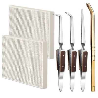 Gisafai 6 Pcs Jewelry Soldering Kit Include 2 Honeycomb Ceramic Block 1 Copper T
