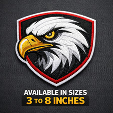 Bald Eagle Shield Embroidered Patch Iron On Jacket Vest Hat