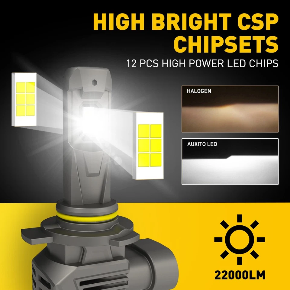 Lâmpada de farol AUXITO LED 9012 super brilhante feixe alto branco baixo HIR2 M5S 2/4X - Imagem 4 de 4