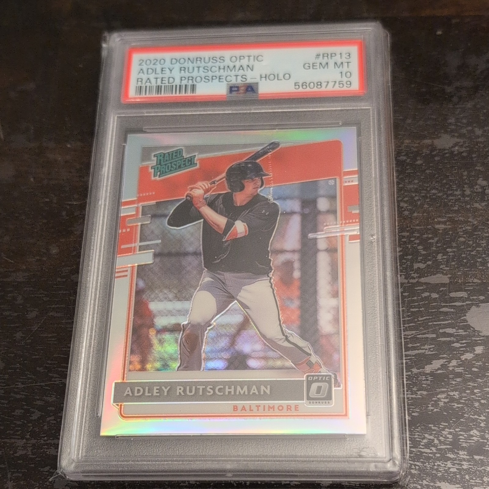 2020 Donruss Optic Adley Rutschman Rated Prospect Holo Prizm PSA 10 rookie rc