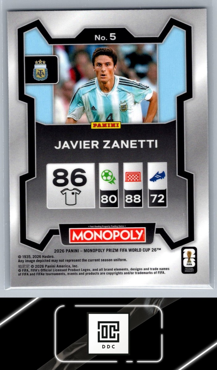 2026 Panini Prizm Monopoly FIFA World Cup #5 Javier Zanetti | eBay