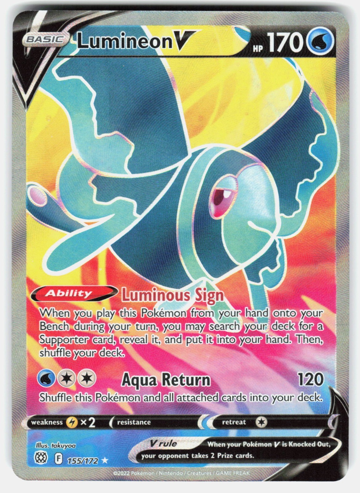 Lumineon V (Full Art) Holo Ultra Rare SWSH09: Brilliant Stars 155/172 NM