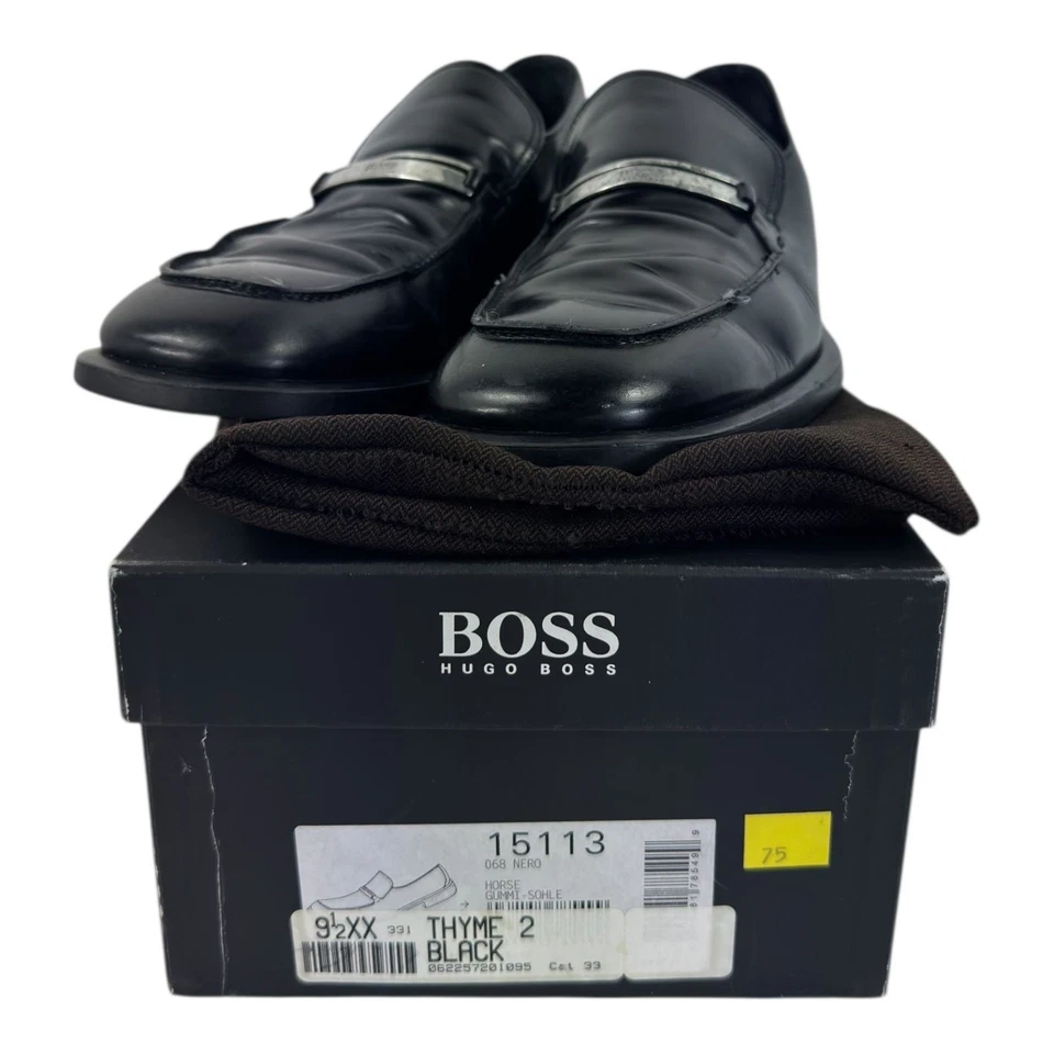 Hugo Boss Men's Black Patent Leather Loafers Horsebit Thyme 2 Gummi Shoes UK 9.5 - Image 2 of 4