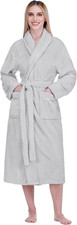 Women Plush Fleece Robe, Soft Textured Bathrobe, Lady Cozy Spa Long Robe