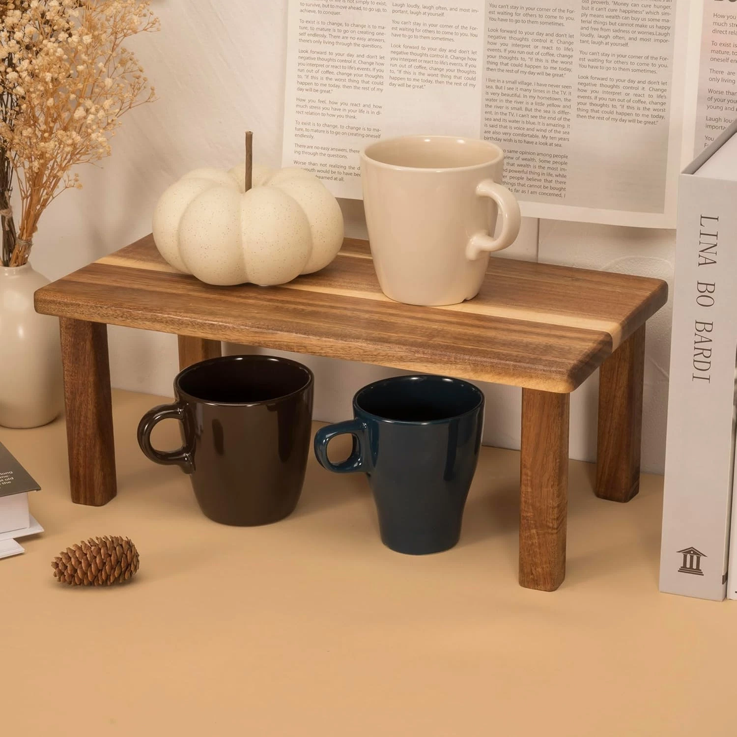 Acacia Wooden Desktop Organizer Shelf Kitchen Cabinet Counter Riser Display Home