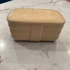 Vintage Hall China Hotpoint Refrigerator Dish Beige Rectangle Ceramic Cover Box