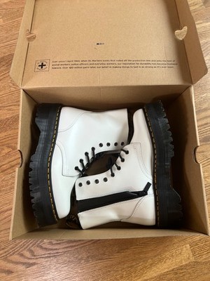 Doc Dr. Martens Jadon Smooth Leather Platform White Boots Women's Size 9