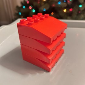 Lego Duplo 4x4 Red Sloped Roof With Awning Overhang Lot Of 4 #31170