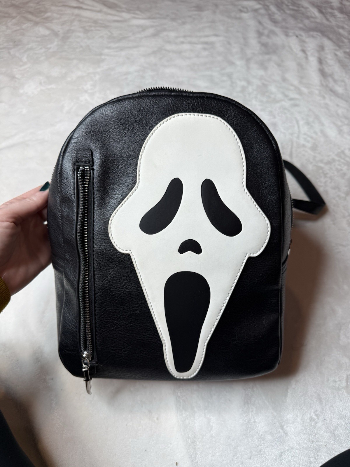 Ghost Face Black Pleather Mini Backpack Blow Worl… - image 1