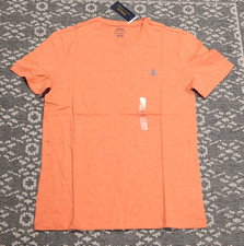 New Polo Ralph Lauren Men's V-Neck T-Shirt Tee - SMALL - Orange Heather