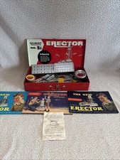 Vintage 1950s Gilbert Erector Set No. 5 1/2 Metal Case Manuals Incomplete