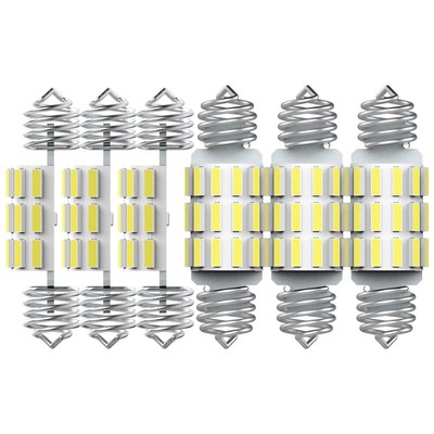 6pcs Ultra White 31MM 36MM DE3175 6411 Dome Map LED Light Interior Bulbs 6411