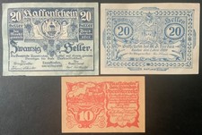 1920’s AUSTRIA PAPER MONEY - NOTEGELD LOT OF 3 BANKNOTES!