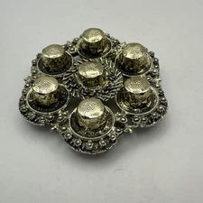 Gresco Gold Tone Thimble Holder 7 Pc Metal Display Stand 3.5"-NO Thimbles VTG