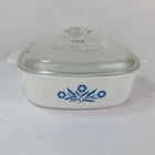 VTG Corning Ware Blue Cornflower A-2-B 2 Liter Casserole + Pyrex A-9-C Glass Lid