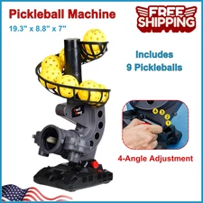 Pickleball Machine: 4 Adjustable Angles and 9 Pickleballs, Ideal For Beginners