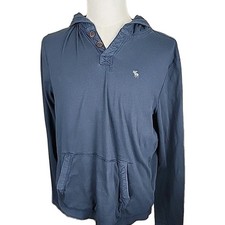 VTG Y2K Abercrombie Fitch Pullover Hoodie Muscle Moose Navy Blue Mens Size L