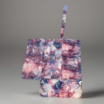 MAKEUP 12 BRUSH TRAVEL WRAP HOLDER PINK PURPLE LEAF DESIGN