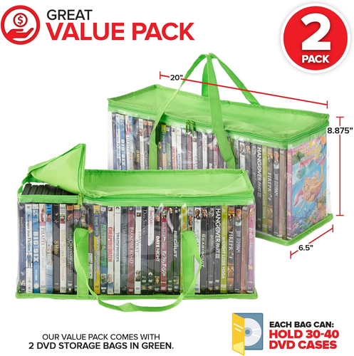 Stock Your Home DVD Storage Bags (Set of 2) Media Organizer Bag for DVDs, CDs, - Picture 2 of 12