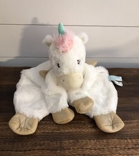 Douglas Baby Unicorn Plush Security Blanket Lovey Pink White Rainbow Gold 18  