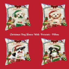 Christmas Dog Cat with Presents Pet Throw Decorative Pillow 14x14 In Gift