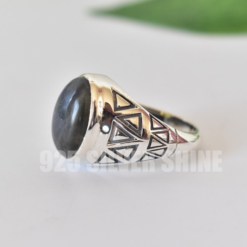 LABRADORITE NATURAL GEMSTONE 925 STERLING SILVER HANDMADE JEWELRY RING 3 TO 12 - Picture 3 of 10