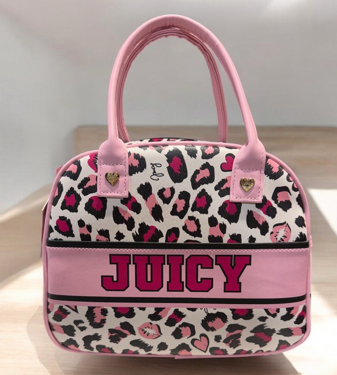 Juicy Couture Cooler Bag 3 Pc Insulated Pink Leopard, Juicy Logos