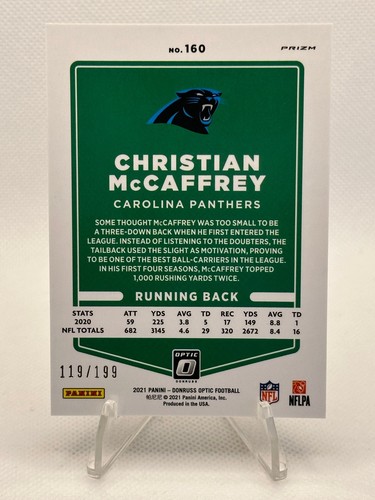 2021 Donruss Optic #160 Christian McCaffrey /199 (Orange) - Bild 2 von 2