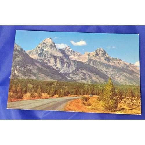 Grand Tetons In Autumn Postcard Chrome Divided