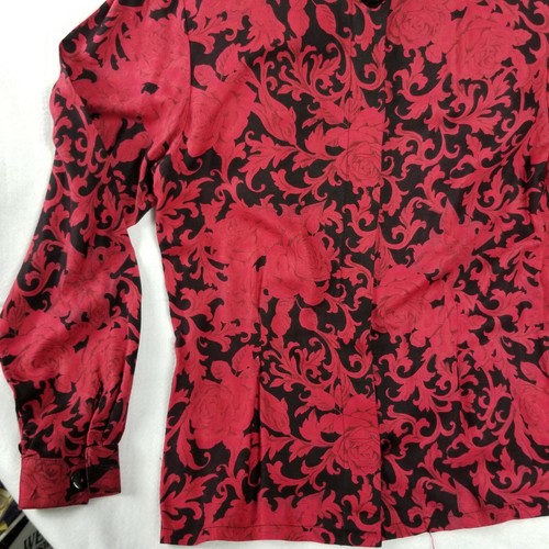 Talbots Womens Blouse Size 6 Button Down Red Paisley Rayon Long Sleeve - Picture 2 of 11