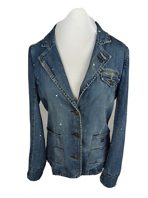 Pepe Jeans Wms Sz M Grunge Wash Stretch Denim Cotton Spandex Jean Jacket B60