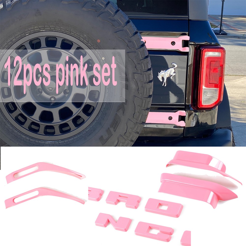 Pink ABS Exterior Trim Decor Covers For Ford Bronco 2021-2023 Accessories