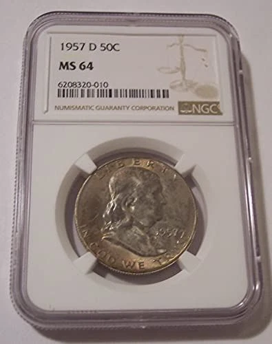 1957 D Franklin Half Dollar MS64 NGC Toned