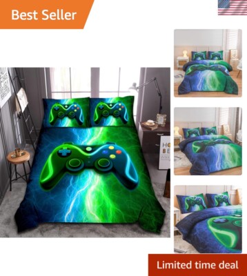 Luxurious Gamepad Comforter Set for Boys - Machine Washable Bedding, Full Size